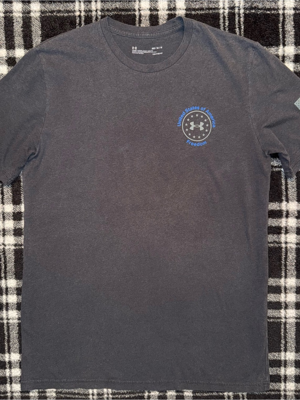 Under Armour Charcoal Gray Crewneck Short Sleeve Tee with Blue Logo